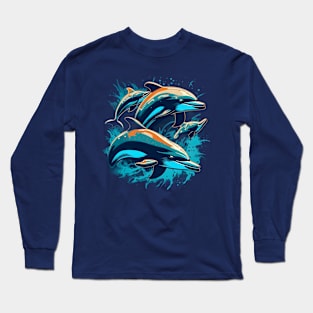 Sea Symphony Grunge Dolphins Long Sleeve T-Shirt